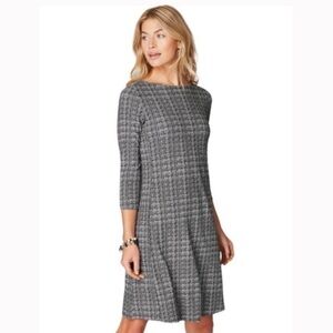 J. Jill A Line Houndstooth Herringbone Black Cream Shift Dress Wearever
